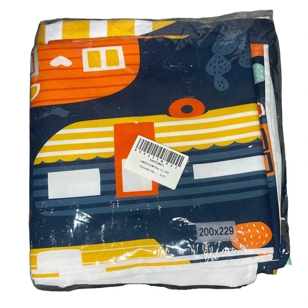 Erosebridal Happy Camper Decor Duvet Cover 3-Piece Bedding Set Full Size NEW
